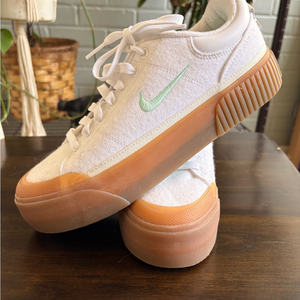 Nike Women’s Platform Sneaker in White and Mint